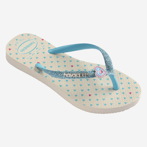 Havaianas Kids Mädchen Flip Flops Slim Glitter Trendy - Hellblaue Herzen Havaianas Kids Mädchen Flip Flops Slim Glitter Trendy - Hellblaue Herzen