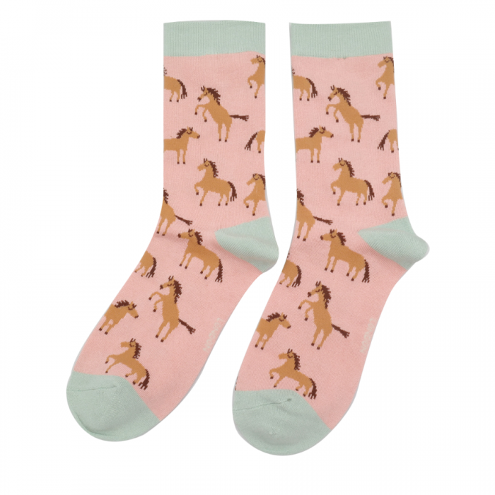 miss-sparrow-socken-bamboo-wild-horses-dusky-pink Miss Sparrow Bambus Socken in Rosa - Wilde Pferde