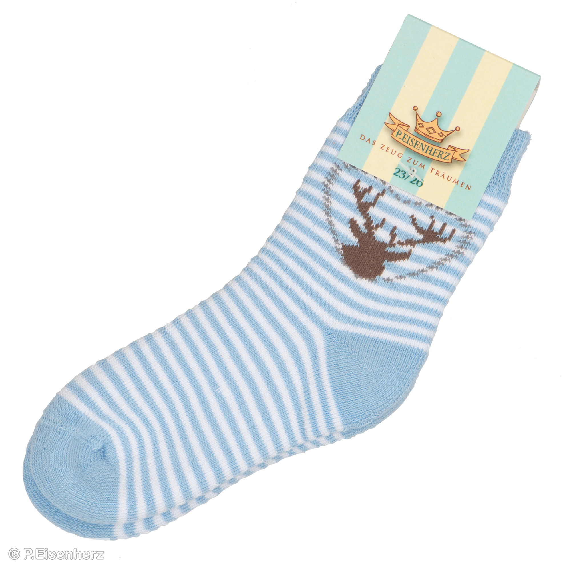 babysoeckchen-hirsch-hellblau_3 P.Eisenherz Frottee Babysöckchen Hirsch, hellblau
