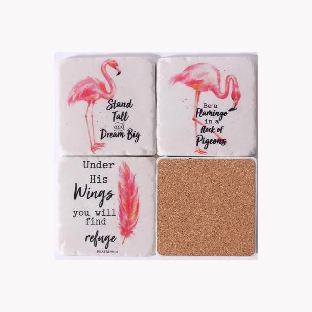 Lafinesse Stone Coaster Set - Flamingos, Feder & Ananas - SALE