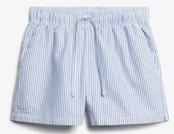 Superdry Damen Baumwolle elastische Short in Blau/Weiß gestreift Superdry Damen Baumwolle elastische Short in Blau/Weiß gestreift