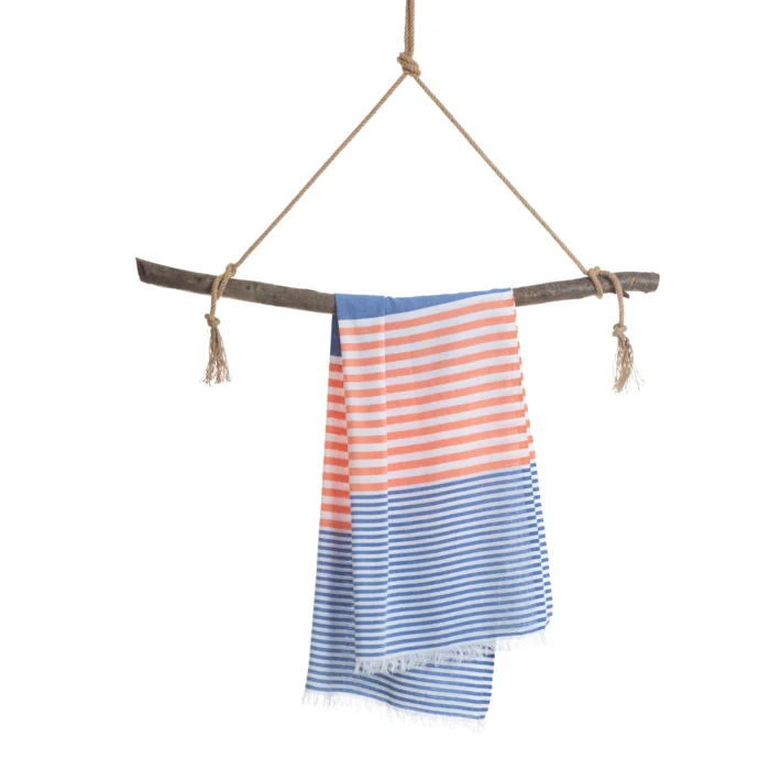 TOWEL TO GO BALI Baumwoll-Strandtuch Spa Saunatuch mit Geschenkbox - Königsblau / Orange TOWEL TO GO BALI Baumwoll-Strandtuch Spa Saunatuch mit Geschenkbox - Königsblau / Orange