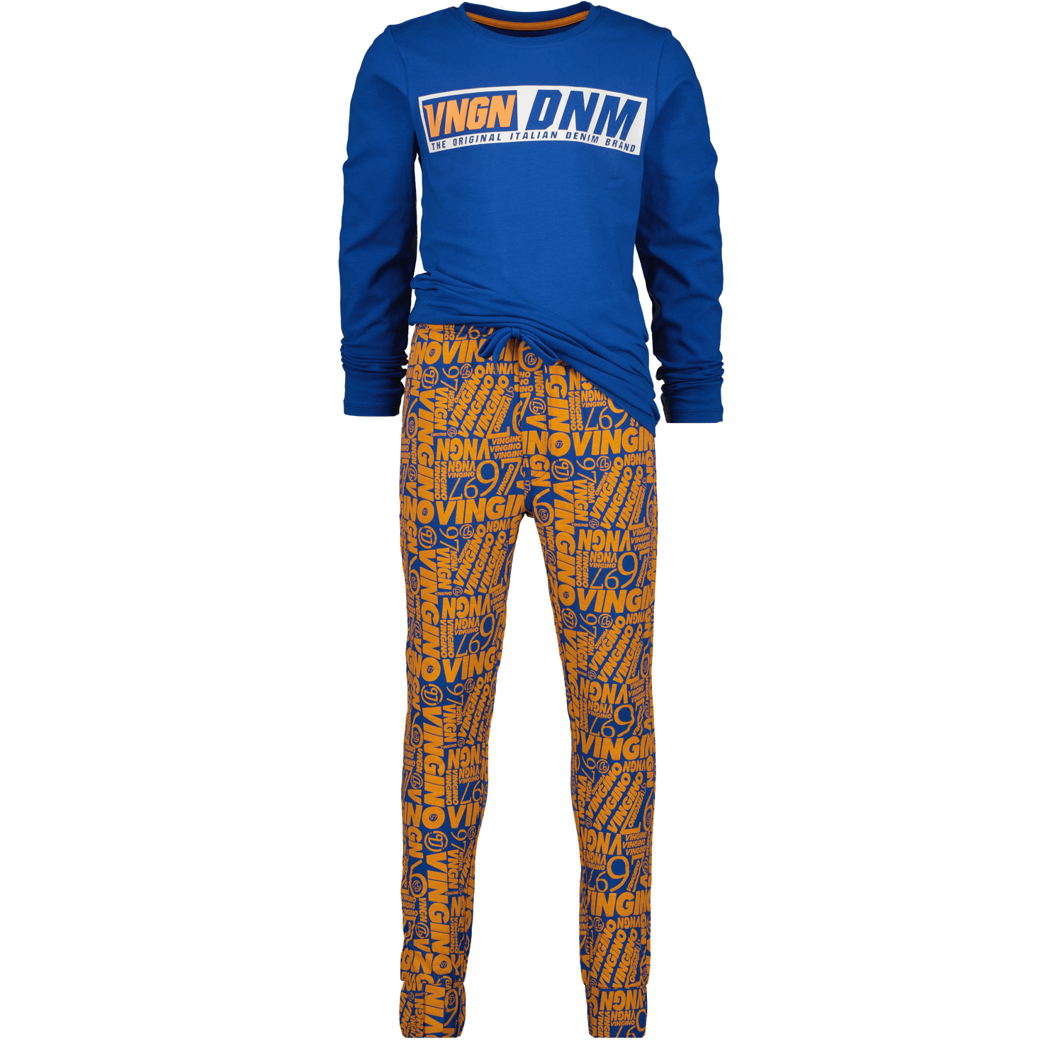Vingino Pyjama mit Schriftzug auf Hose - WURT - Royal Blau/Orange