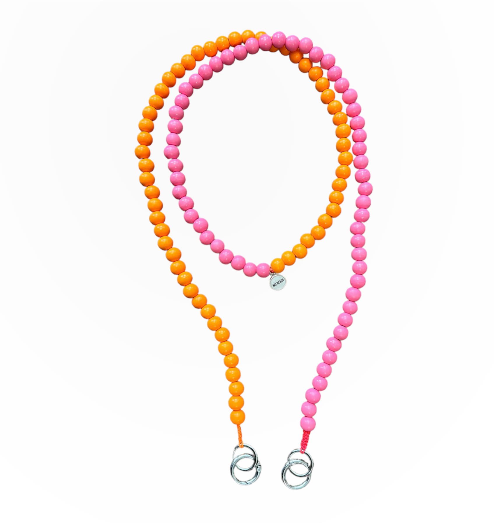 Mo Beads Holzperlen Handykette - Pink & Orange