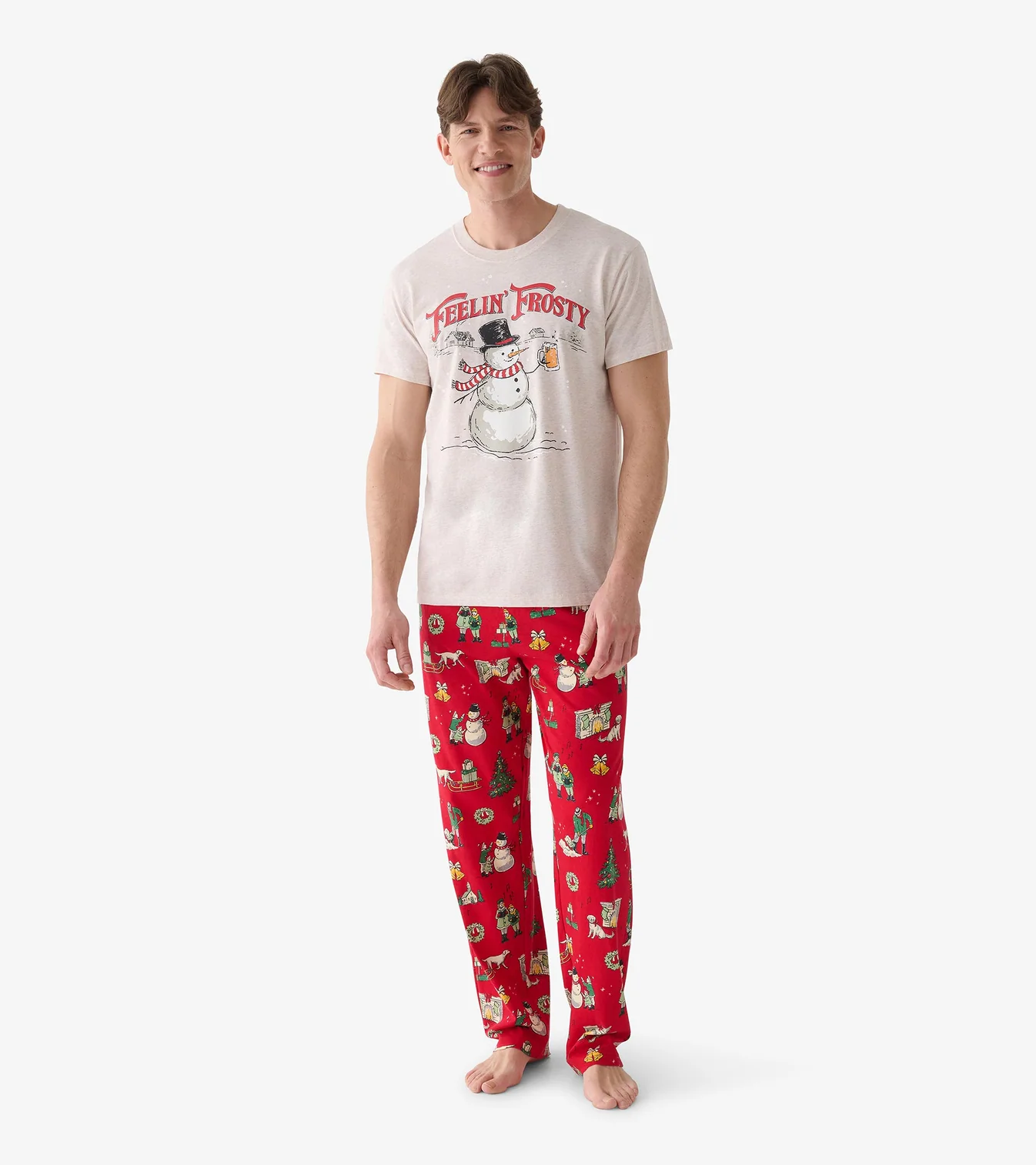 Little Blue House Men's Feeling Frosty T-Shirt Herren – Weihnachtsshirt mit Schneemann aus 100 % Baumwolle