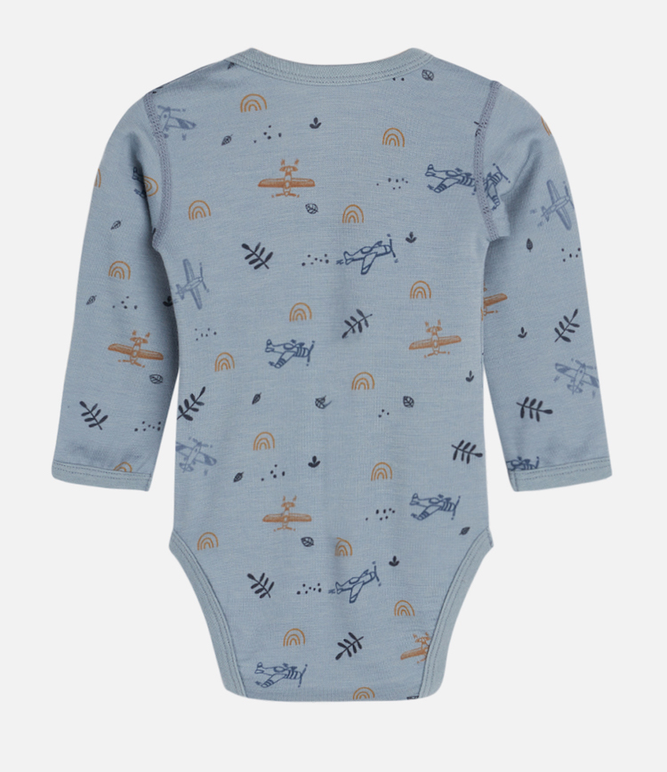 51087-kids-woolbamboo-baloo-bodystocking-2 Hust & Claire Baloo Body Wolle Bambus in Blau - Flugzeuge
