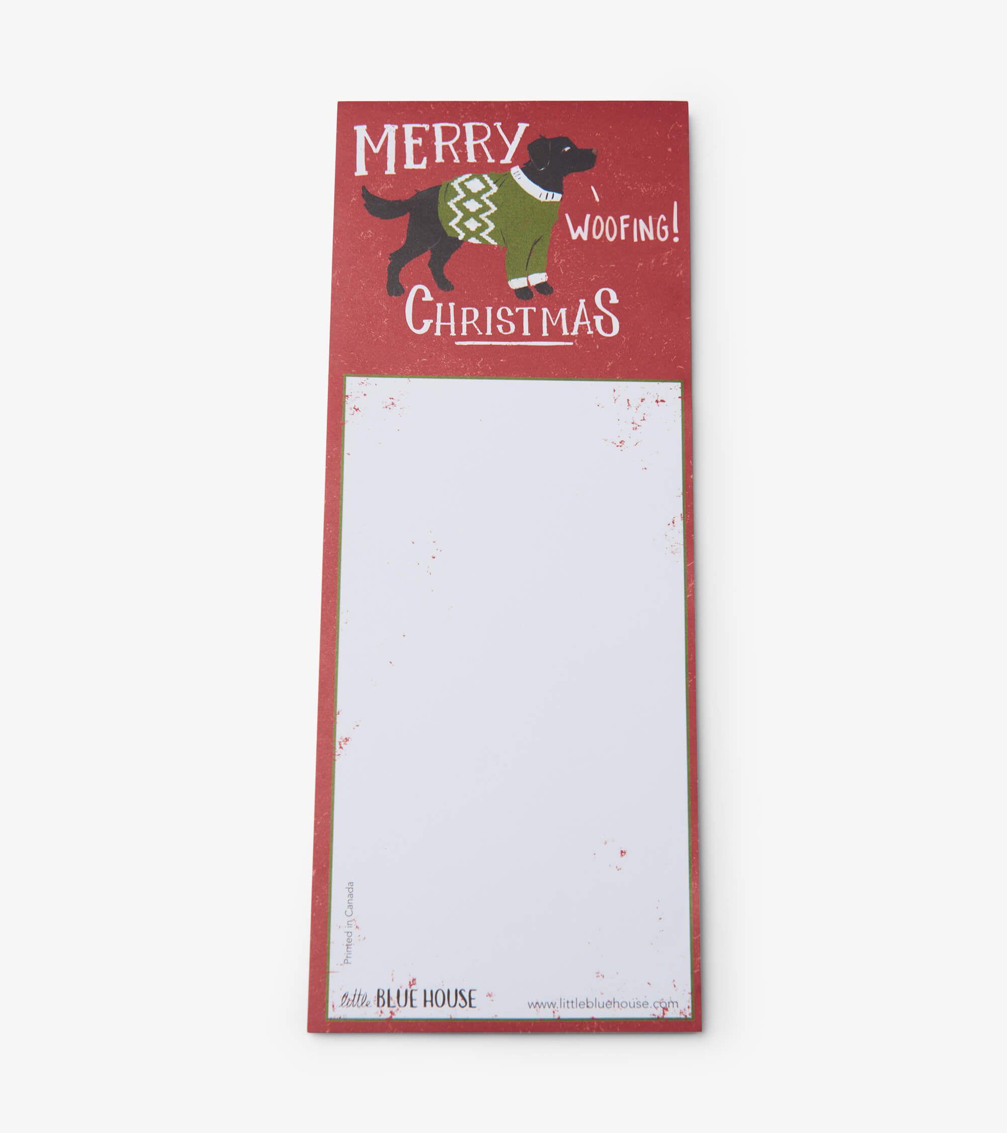 Little Blue House Magnetische Notizblock Liste - Merry Woofing Christmas