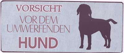 Lafinesse Metal Schild - Vorsicht vor dem umwerfenden Hund