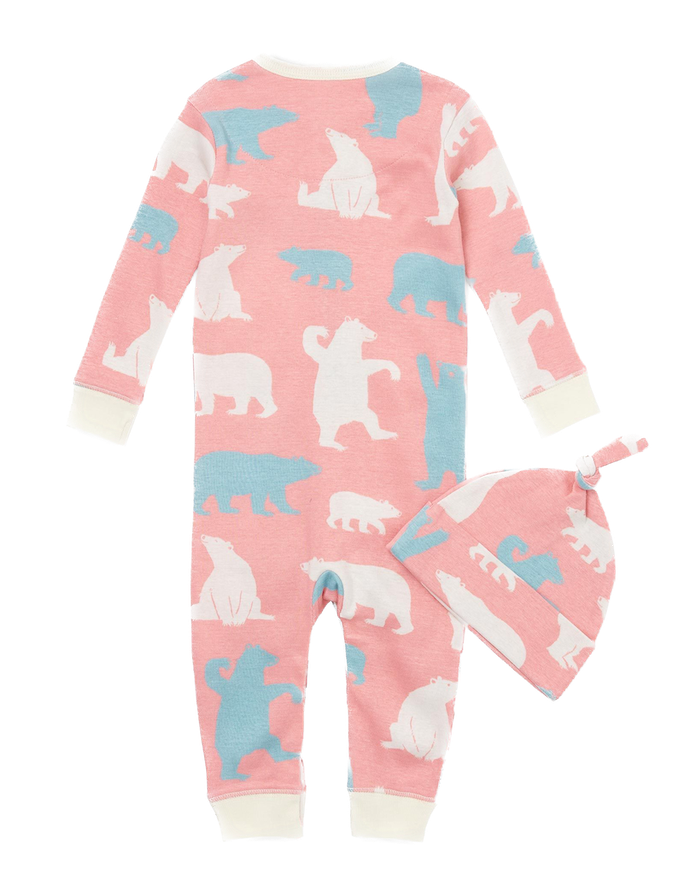 Little Blue House Baby Overall Strampler & Mütze Set - Rosa Eisbären - SALE Little Blue House Baby Overall Strampler & Mütze Set - Rosa Eisbären - SALE
