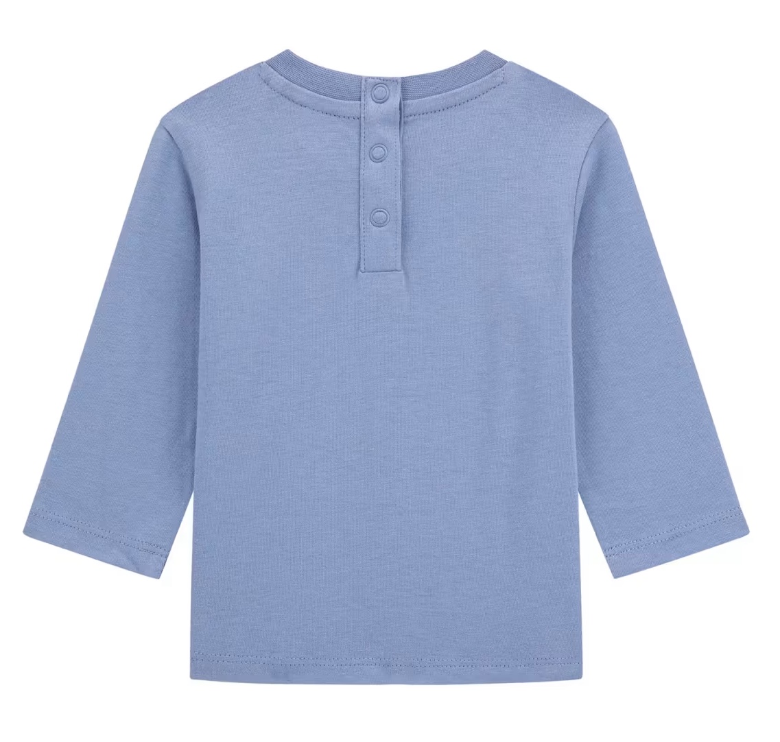 Guess Langarm T-Shirt in Rauchblau Guess College Bär