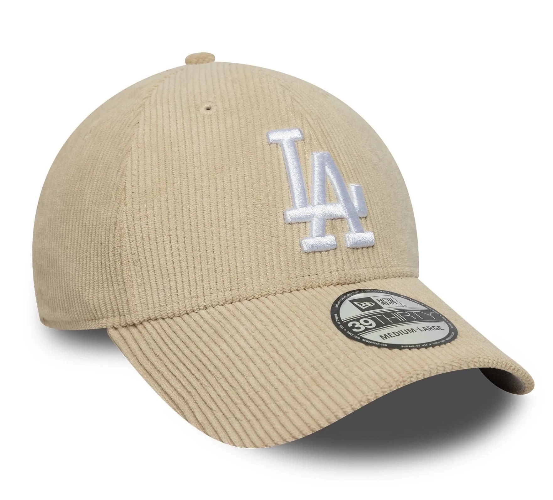 New Era LA Dodgers MLB Cord 39THIRTY Stretch Fit Cap in Creme Beige