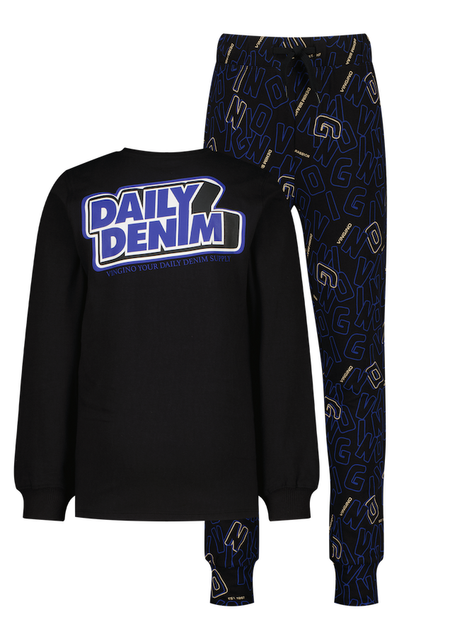 Vingino Pyjama Winwood Daily Denim für Jungs - Deep Black/Schwarz - SALE