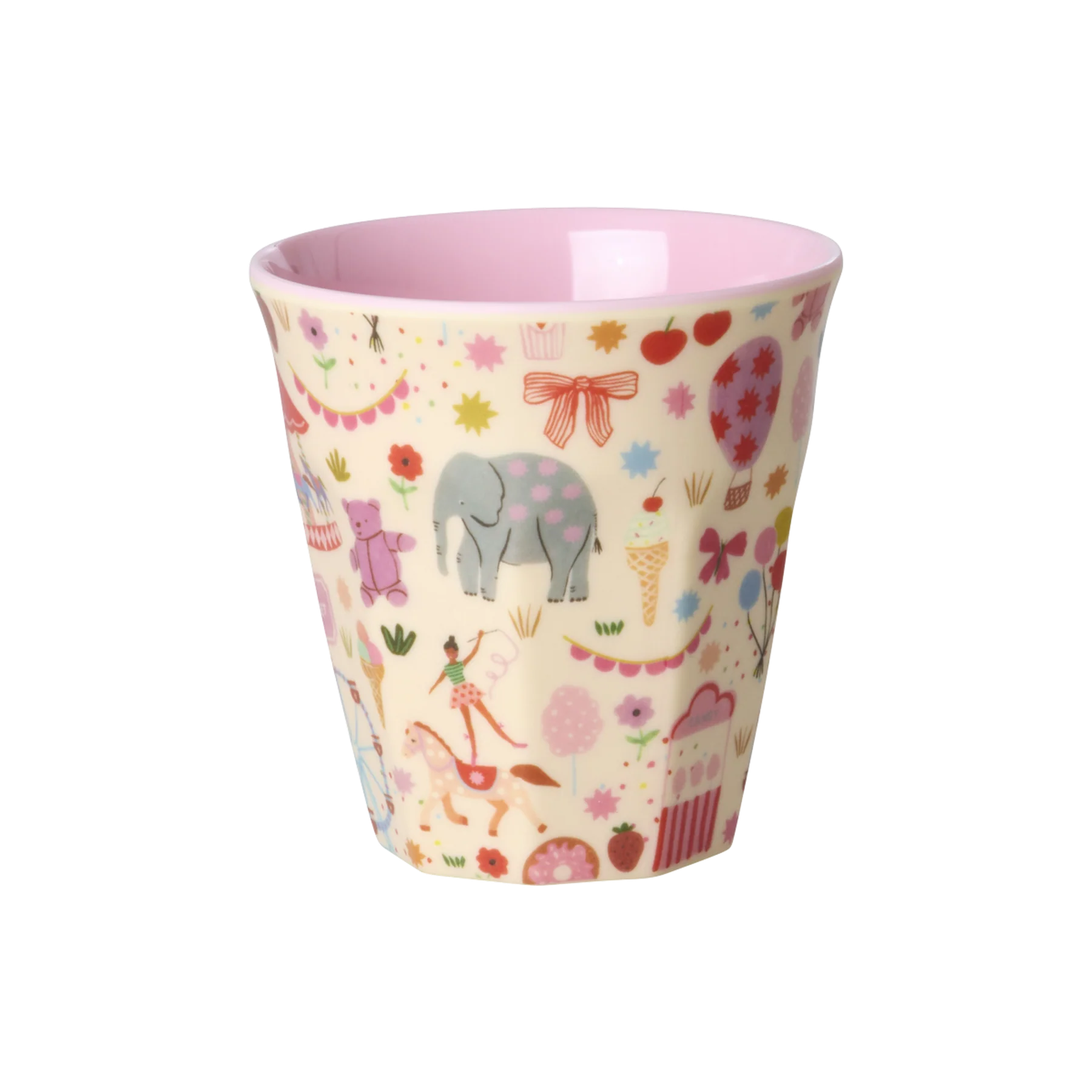 RICE Kleine Kinderbecher - Zirkus Fun Fair Print - Pink - Small 160 ml