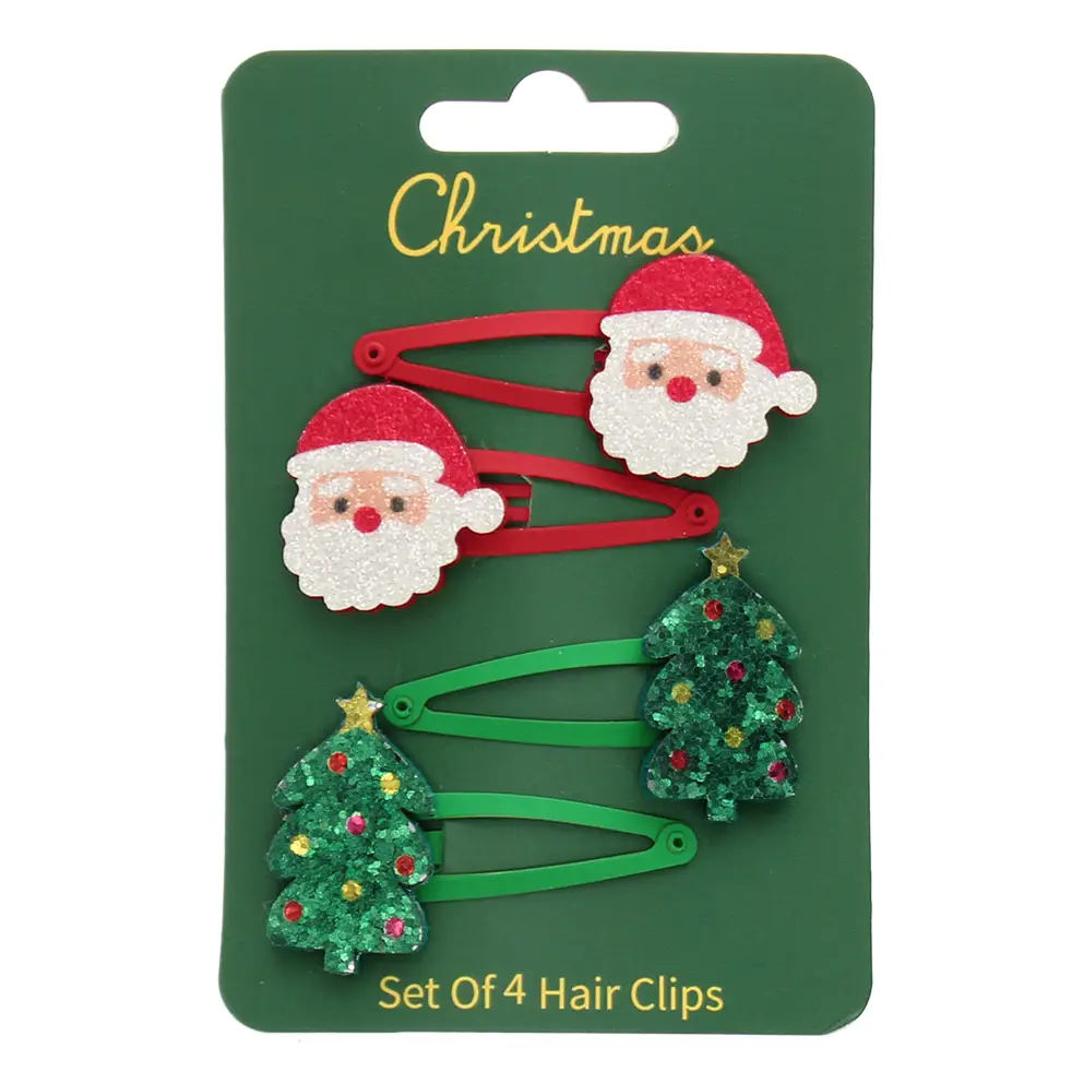 Rex London Glitzer-Haarspangen (Set mit 4) – Weihnachten