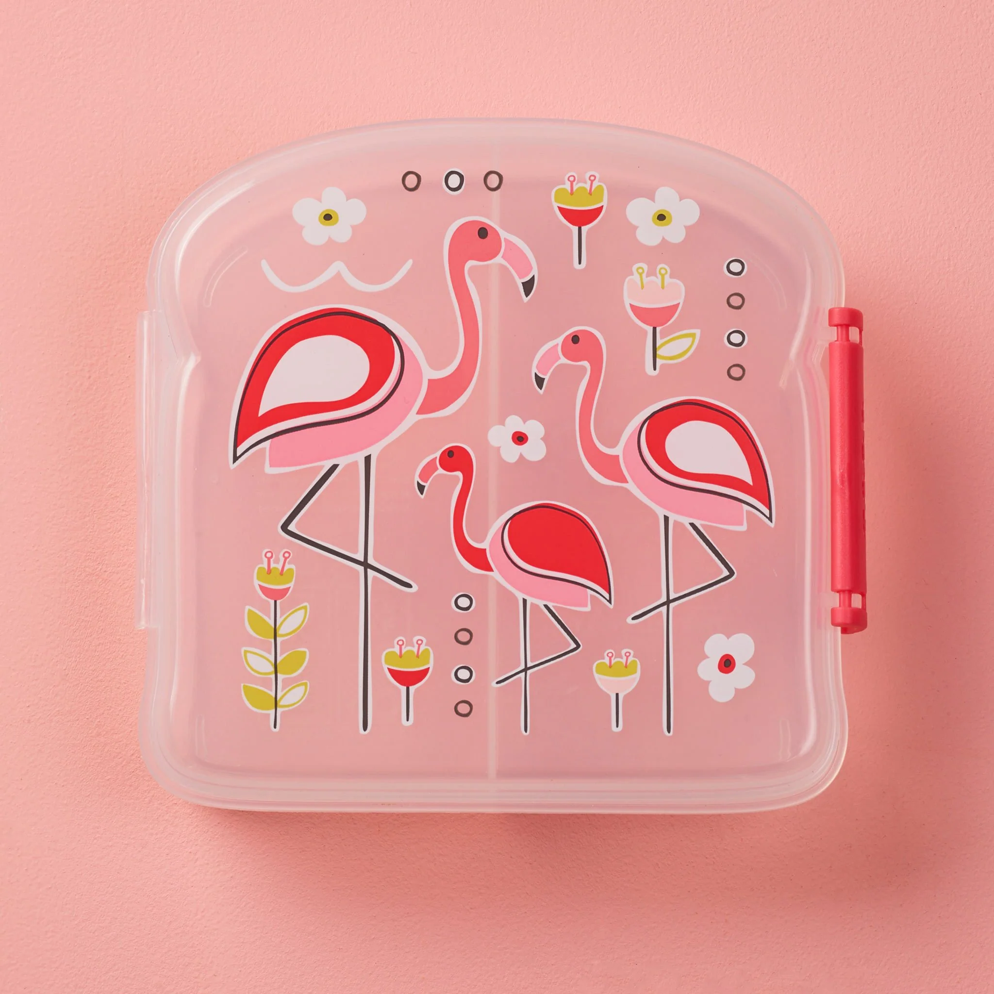 SugarBooger Sandwhich Box mit 2 Fächer - Brotzeitbox Flamingo