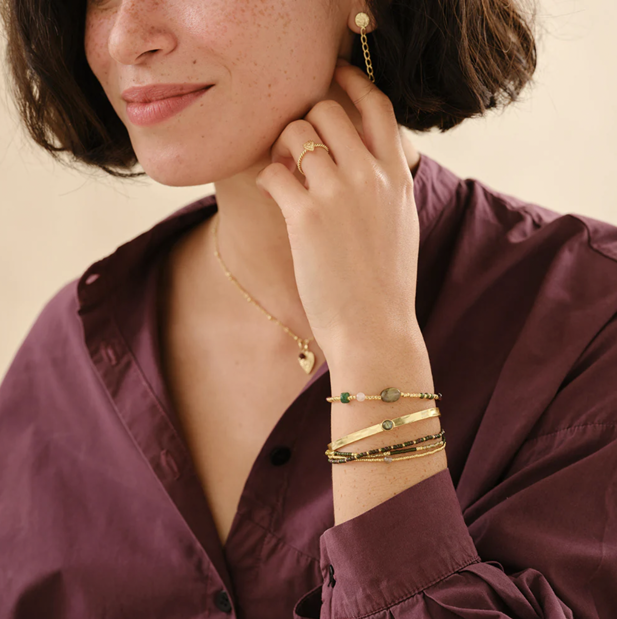 A Beautiful Story Amuse Labradorit Armband Goldfarben
