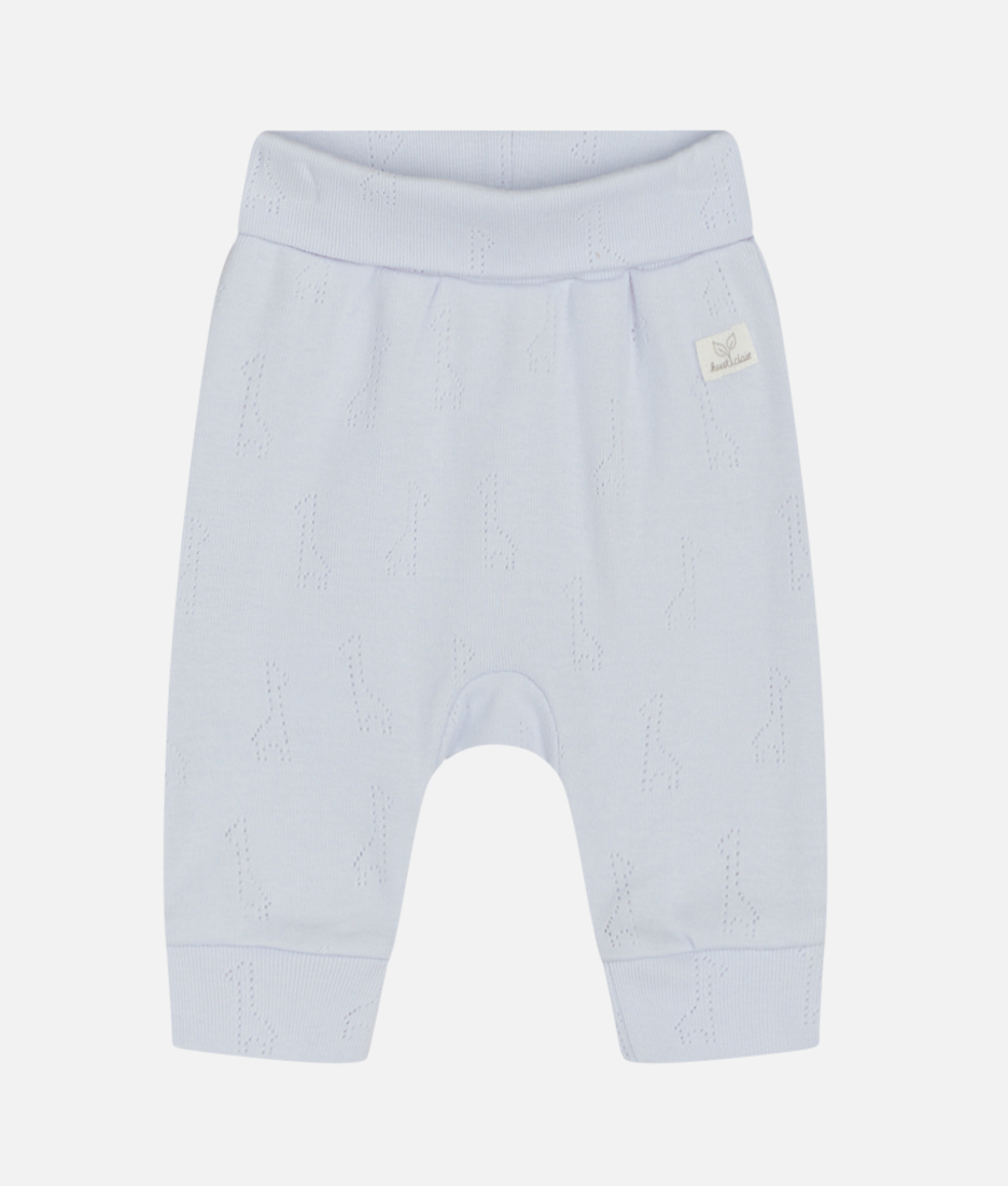 Hust & Claire Lilo Baumwolle Baby Hose in Hellblau - Giraffen Lochmuster