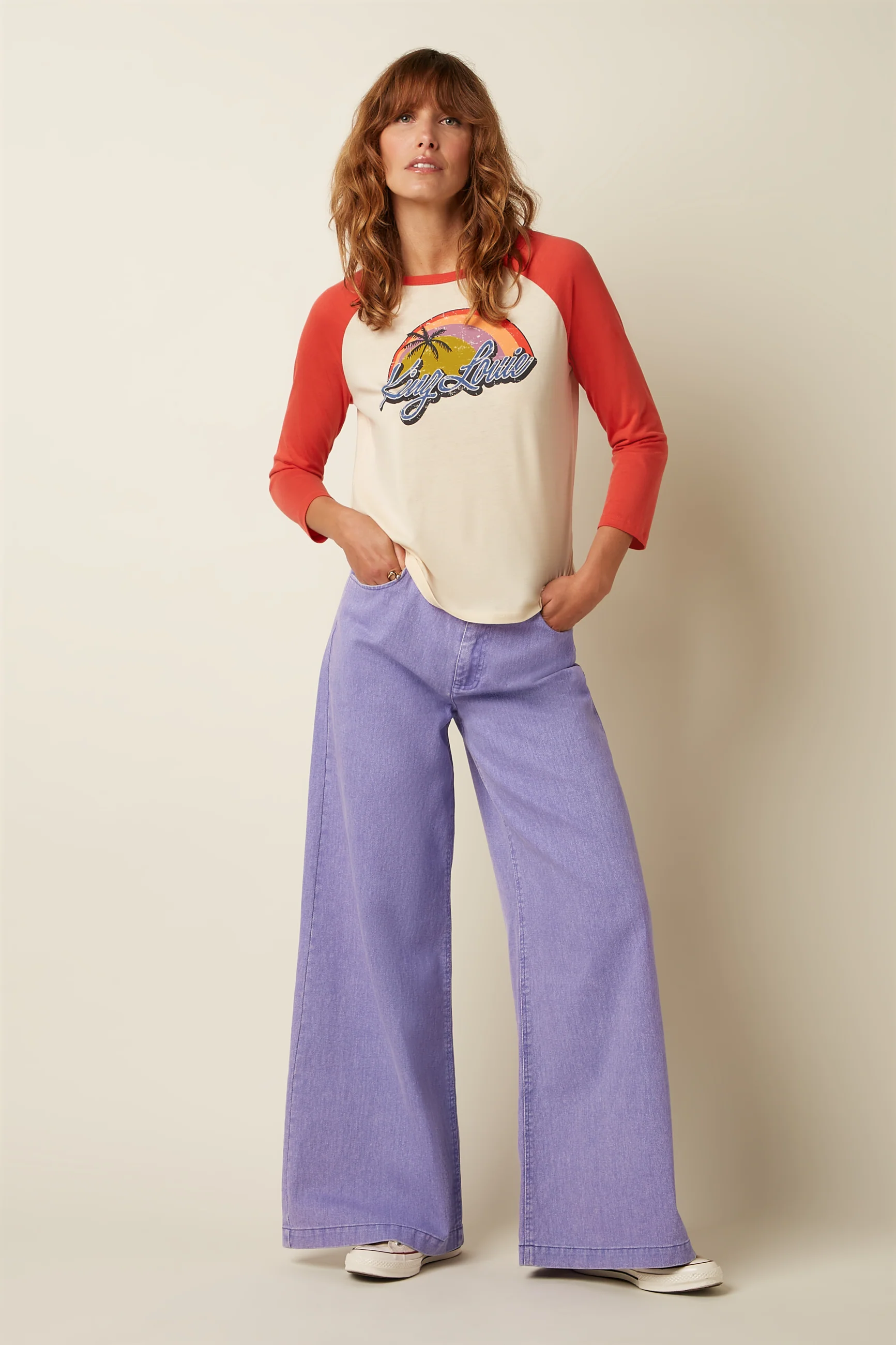 King Louie Raglan Tee mit Retro Print - Palme King Louie Raglan Tee mit Retro Print - Palme