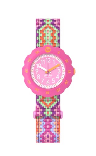 Flik Flak Kinderuhr - LOOP IN PINK mit Makramee-Still Klettverschluss Flik Flak Kinderuhr - LOOP IN PINK mit Makramee-Still Klettverschluss
