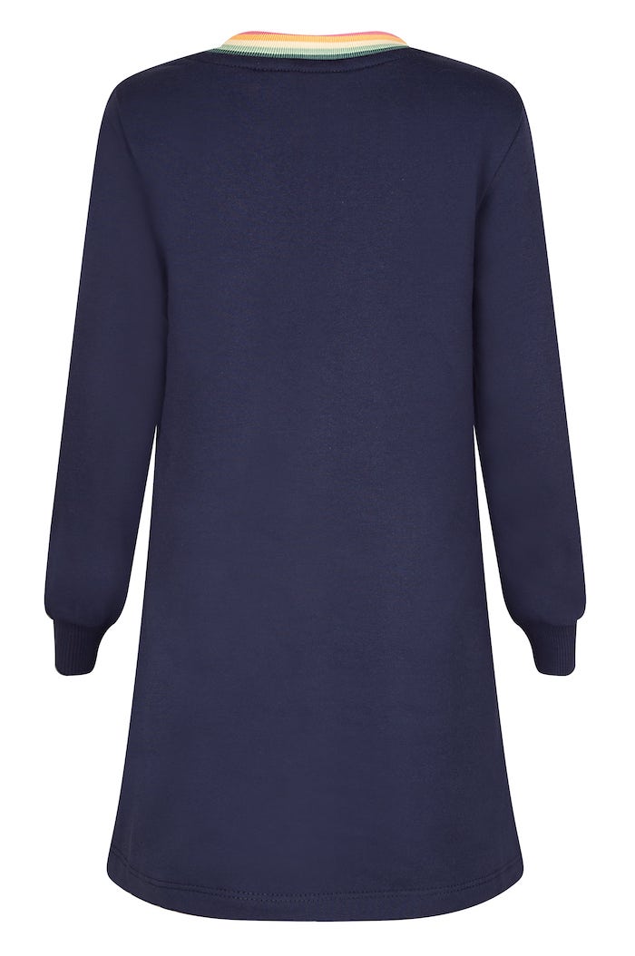 Happy Girls Sweatkleid in Navy Blau mit Regenbogen Herzen