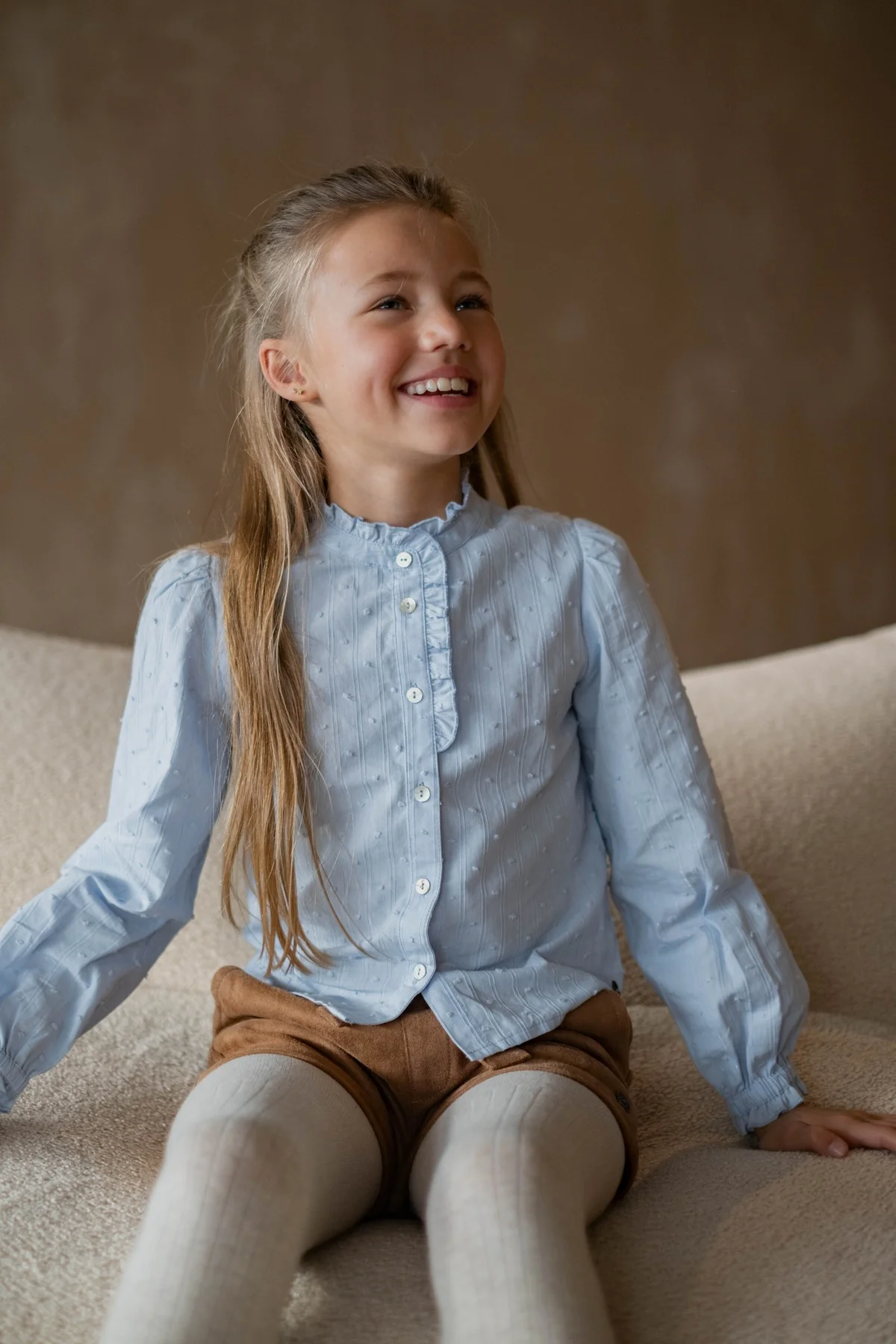 Like Flo Bluse mit Rüsche in Hellblau Like Flo Bluse mit Rüsche in Hellblau