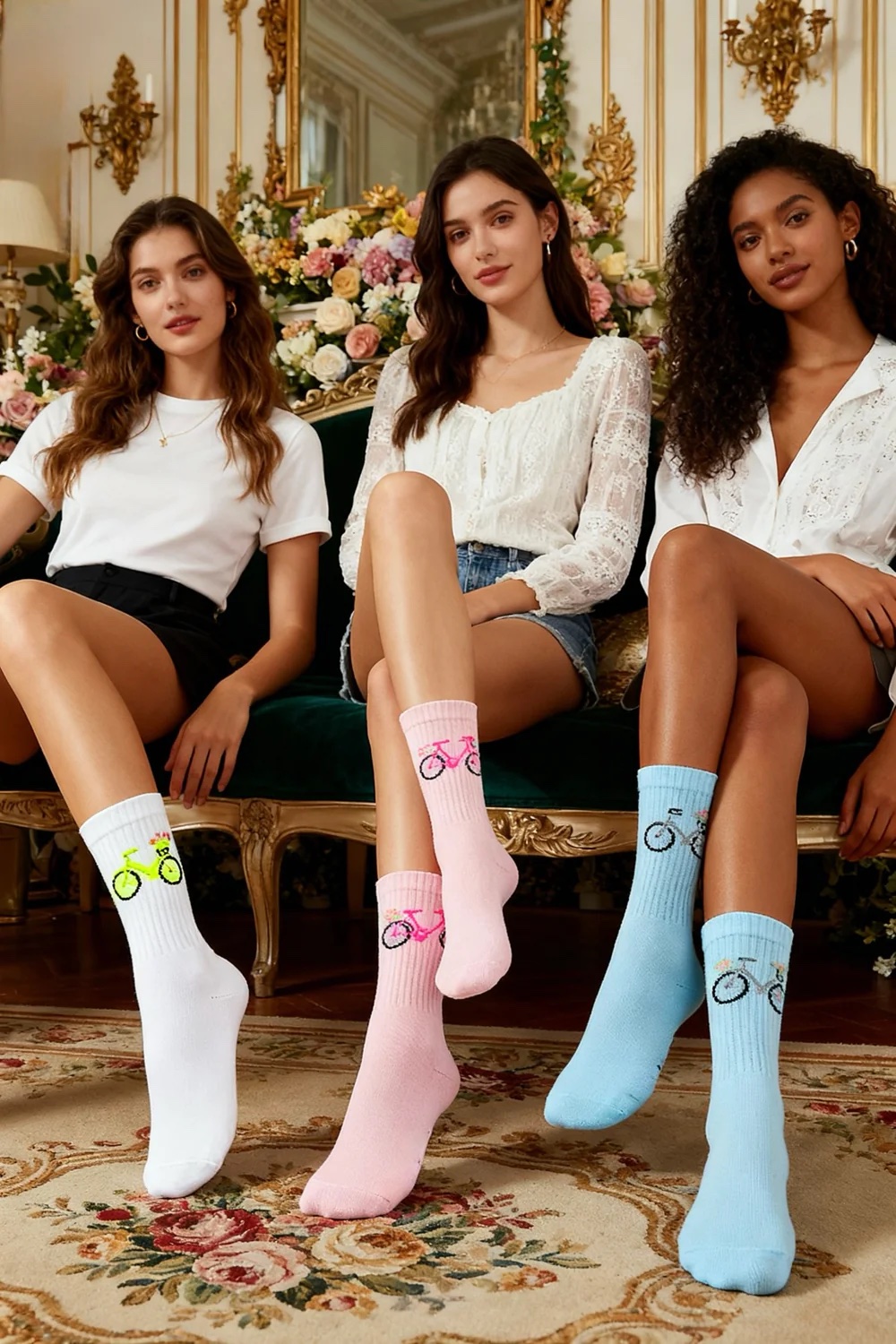 Daily Socks Sport Socken LEA in Rosa mit Neon Pink Fahrrad Daily Socks Sport Socken LEA in Rosa mit Neon Pink Fahrrad