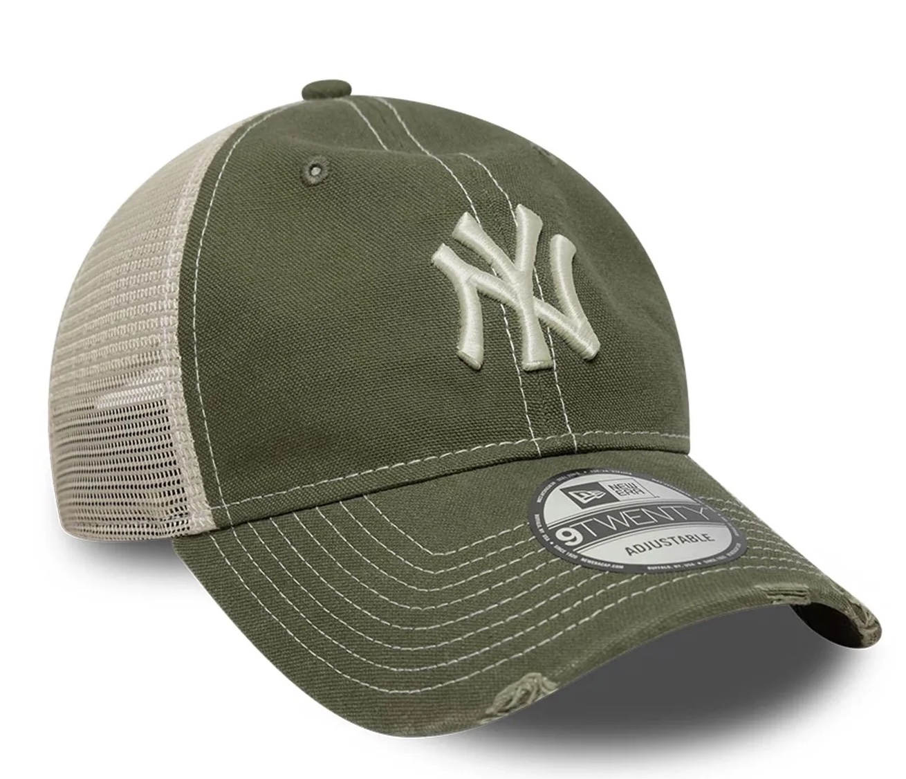 New Era Cap New York Yankees MLB Cotton Canvas 9TWENTY Trucker Verstellbare Cap - Vintage Look Oliv New Era Cap New York Yankees MLB Cotton Canvas 9TWENTY Trucker Verstellbare Cap - Vintage Look Oliv