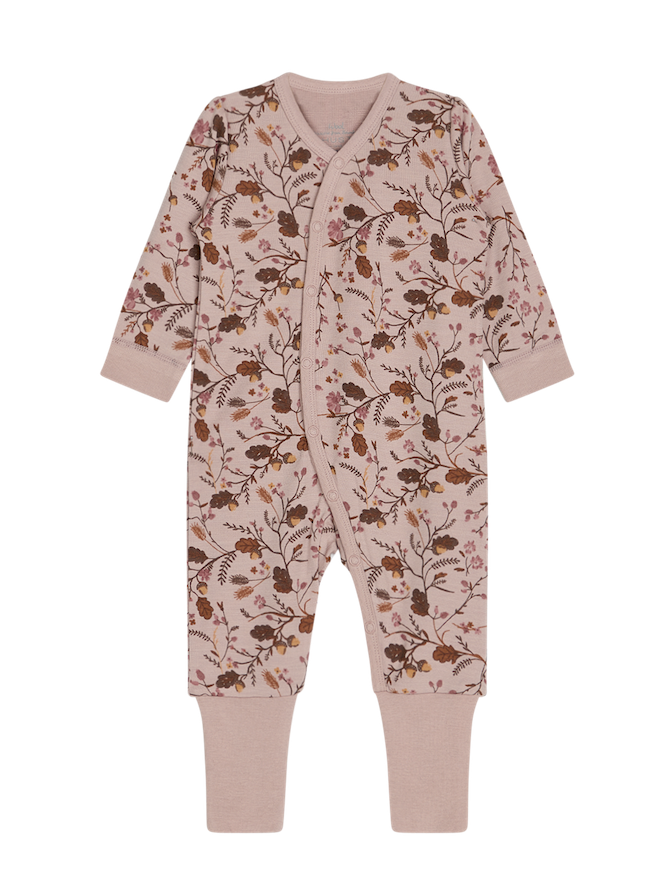334-00498-37581-3362-medium Hust & Claire Manui Wolle Bambus Strampler mit Füße zum umklappen in Rosa - Blumen