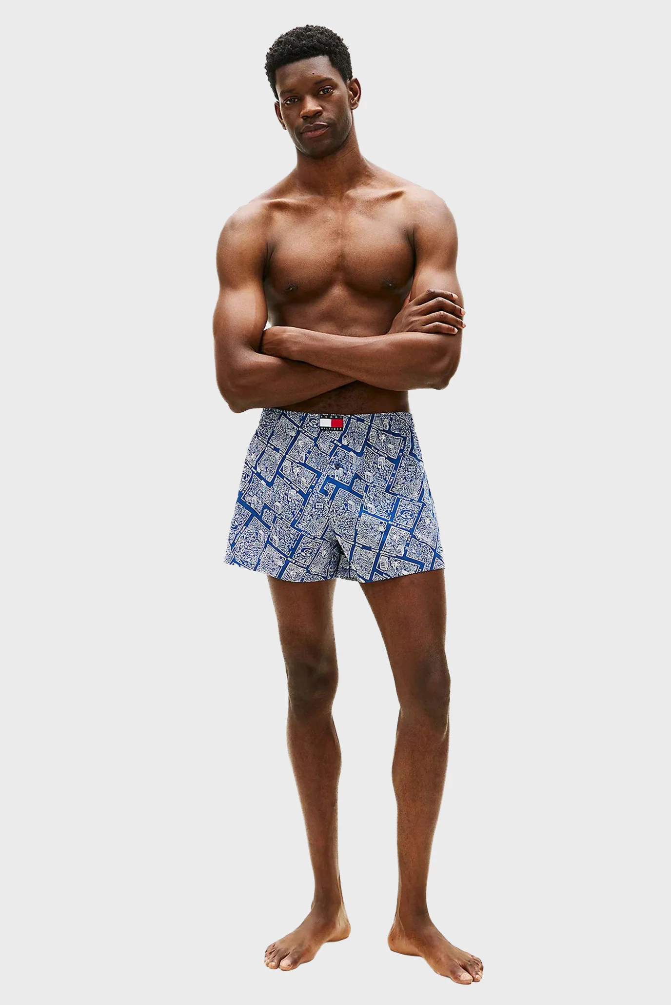 Tommy Hilfiger Herren 3er Woven Boxer set - Blau/Rosa/Palmen Tommy Hilfiger Herren 3er Woven Boxer set - Blau/Rosa/Palmen