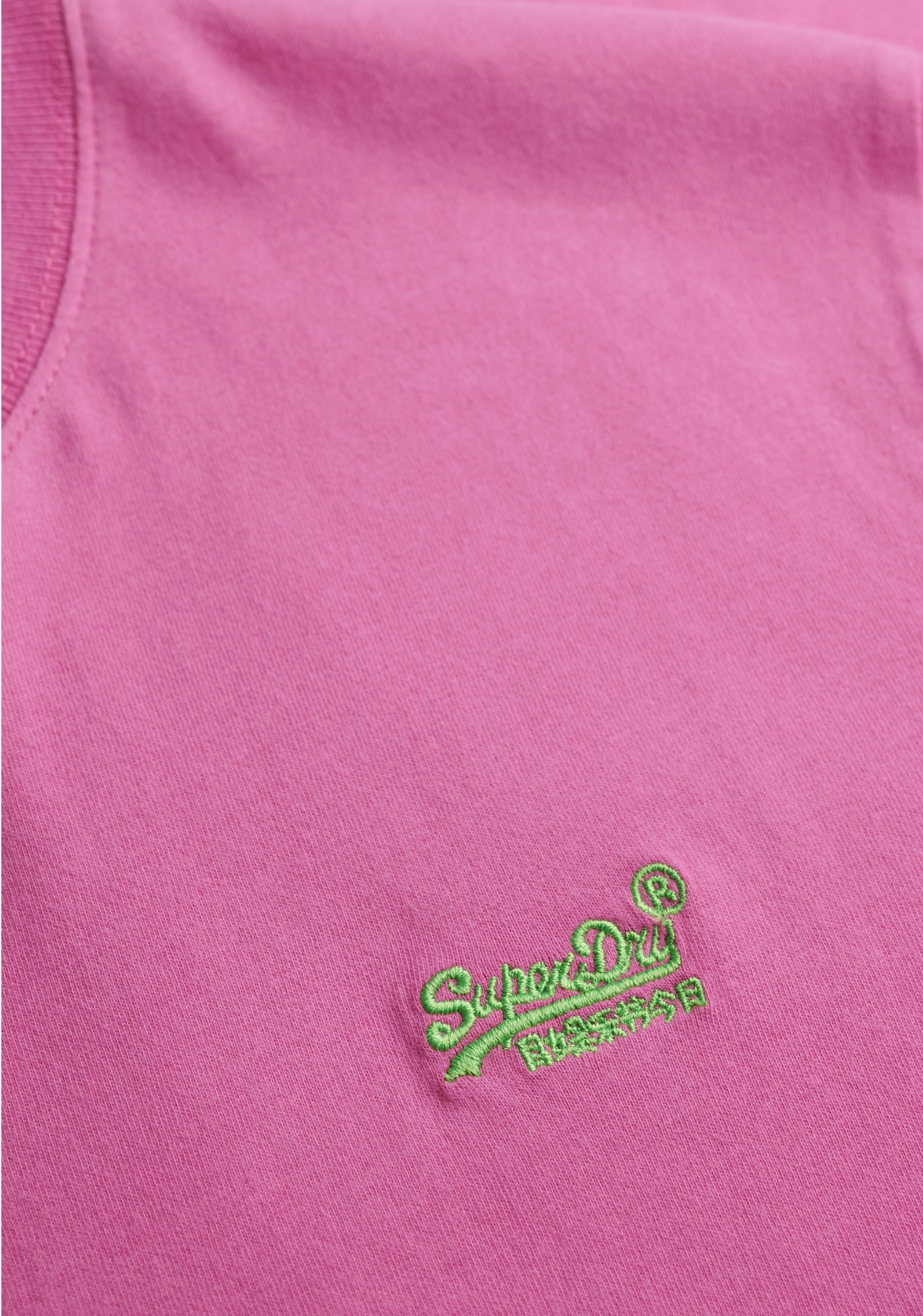 Superdry Herren T-Shirt Essential mit Logo - Flash Pink/Fluro Green