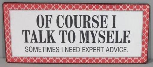em4266-p Lafinesse Metal Schild mit Spruch - Of course I talk to myself...