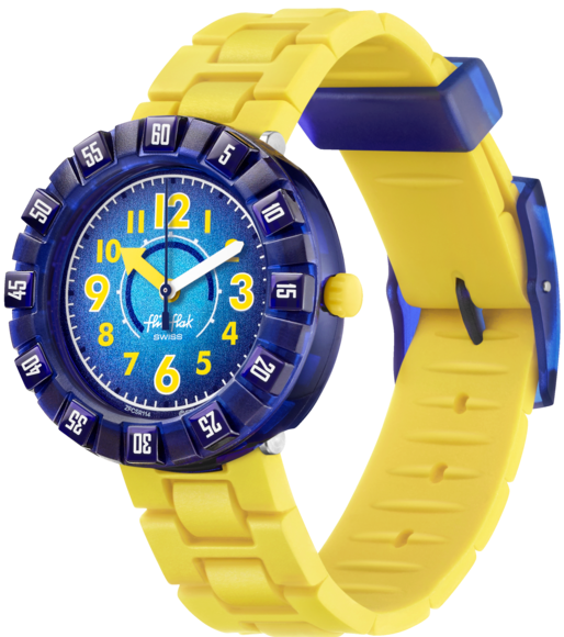 ZFCSP114_fa200_er007 Flik Flak Uhr Kinderuhr - Springicious in Gelb/Blau