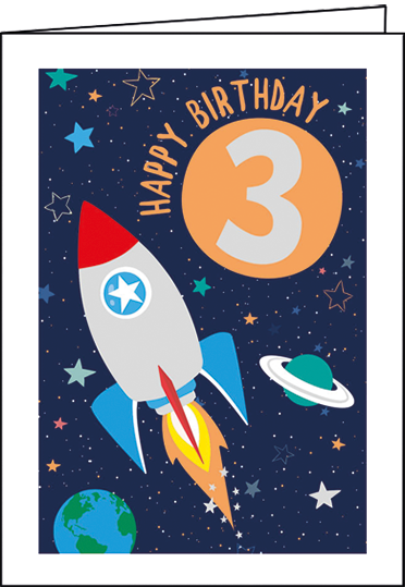 Edition Gollong Karte zum Dritten Geburtstag - 3. Geburtstag Rakete