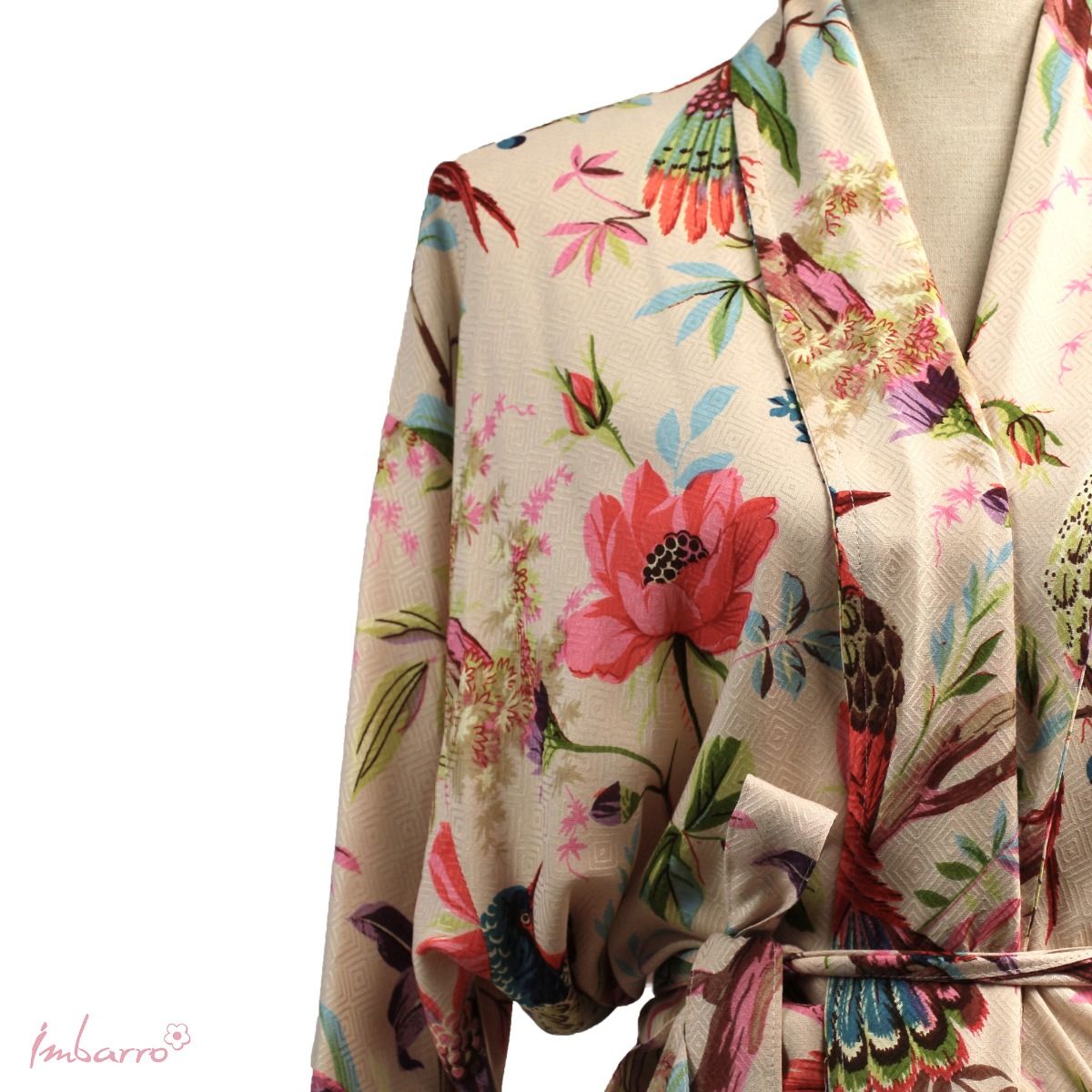 Imbarro Kimono Morgenmantel in Ecru Creme - Royal Paradise Imbarro Kimono Morgenmantel in Ecru Creme - Royal Paradise