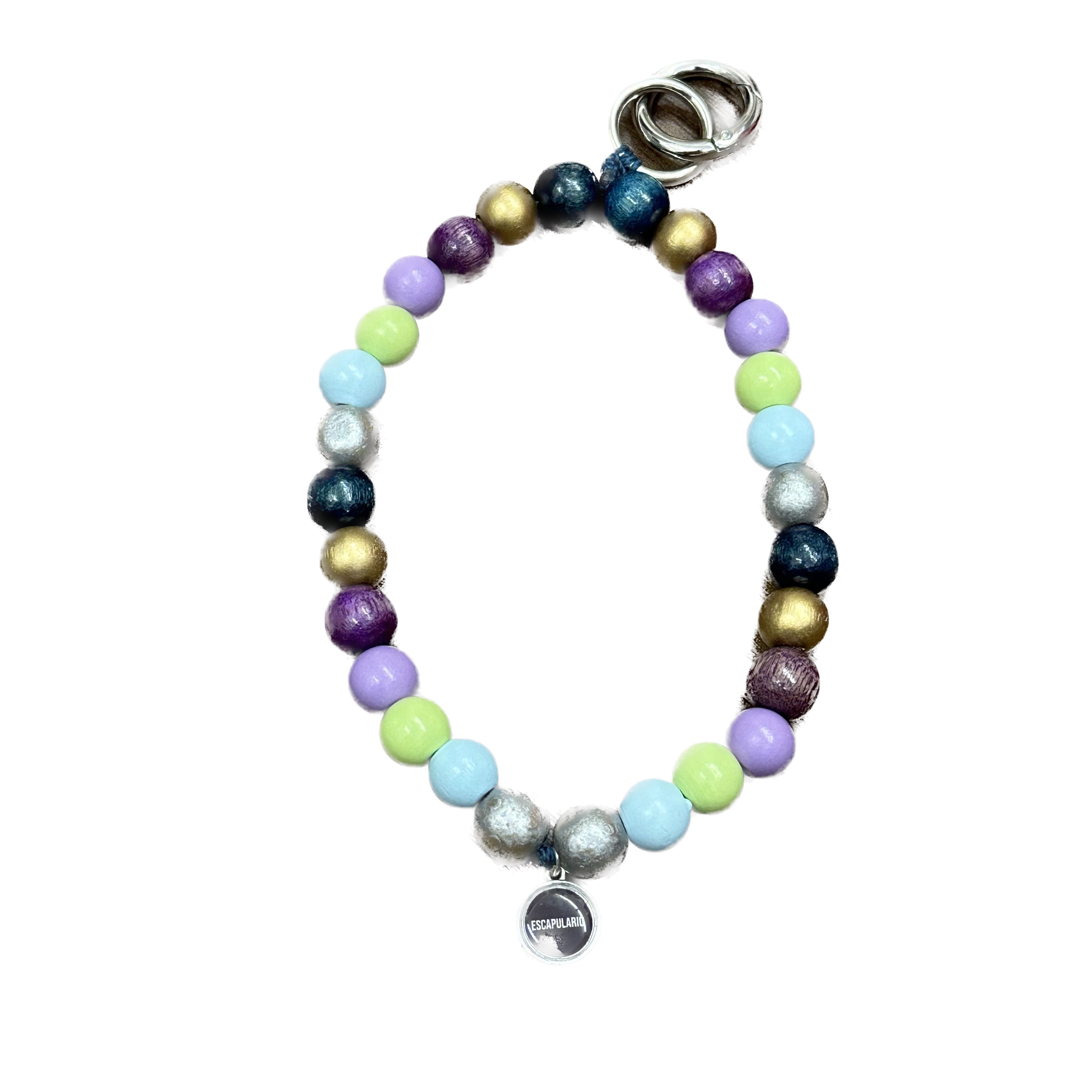 Mo Beads Holzperlen Schlüsselkette Schlüsselanhänger - Grün/Silber/Bronze/Blau