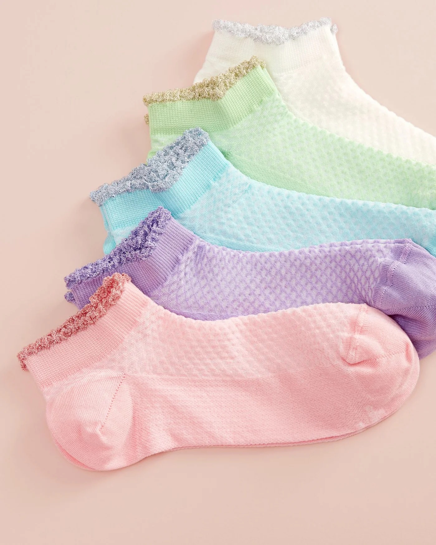 le ooley Elegant Sneaker Socken Set - Rosa & Weiß
