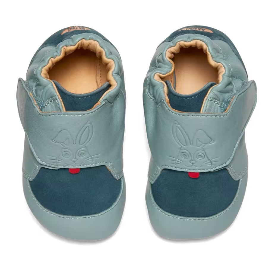 Affenzahn Krabbelschuh Leder Crawly in Blau - Hase