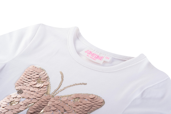 Someone Scottie Langarm Shirt in Ecru Creme mit Wendepailletten Schmetterling - SALE Someone Scottie Langarm Shirt in Ecru Creme mit Wendepailletten Schmetterling - SALE