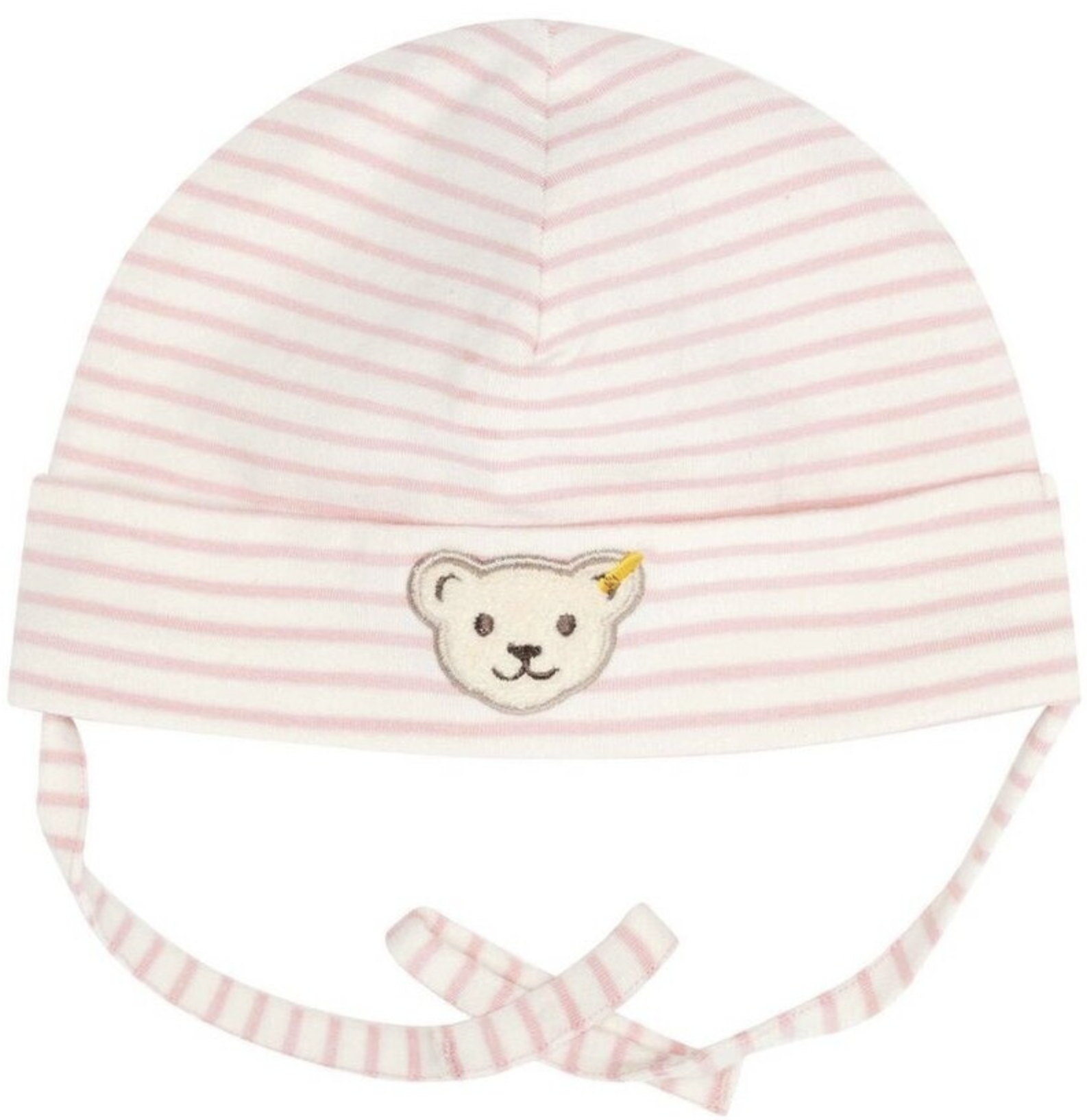 Steiff Baby Mädchen Mütze in Rosa gestreift mit Bär