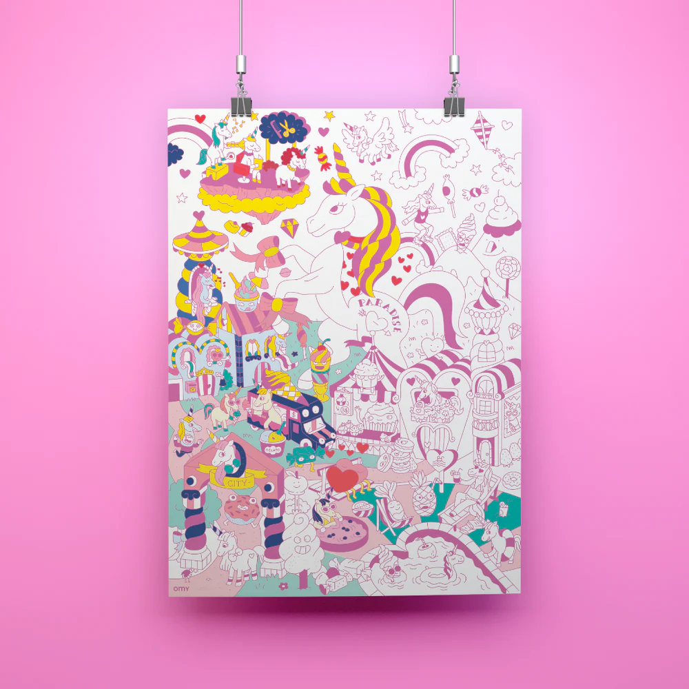 OMY Riesen Poster zum Ausmalen -Lily Einhorn
