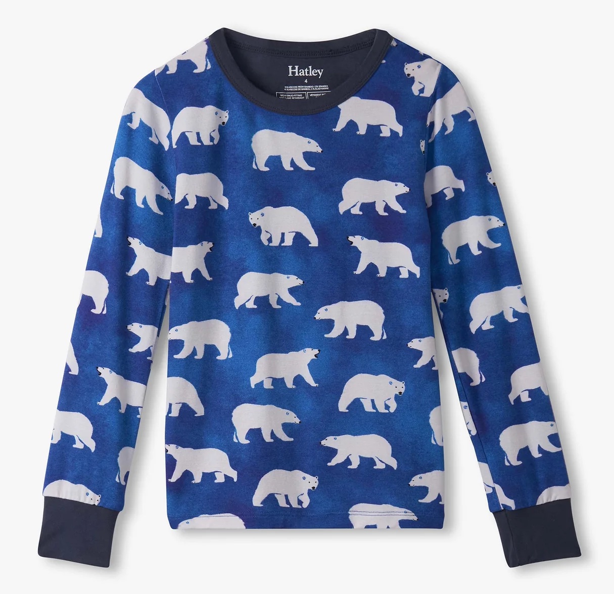 Hatley Langarm Pyjama Bambus in Blau Eisbären Allover