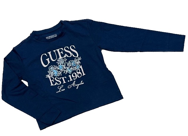 Guess Langarm Shirt in Navy Blau mit Blumen