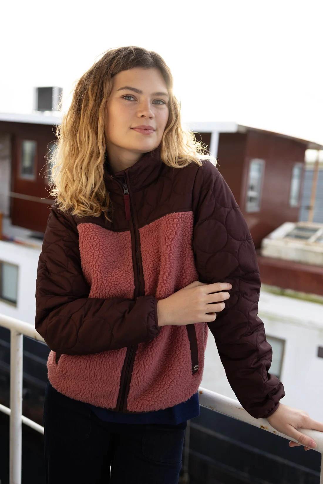Danefae Danehazel Fleece Zip-Up Jacke in Berry Compote und Dark Wine - Beeren Pink & Weinrot