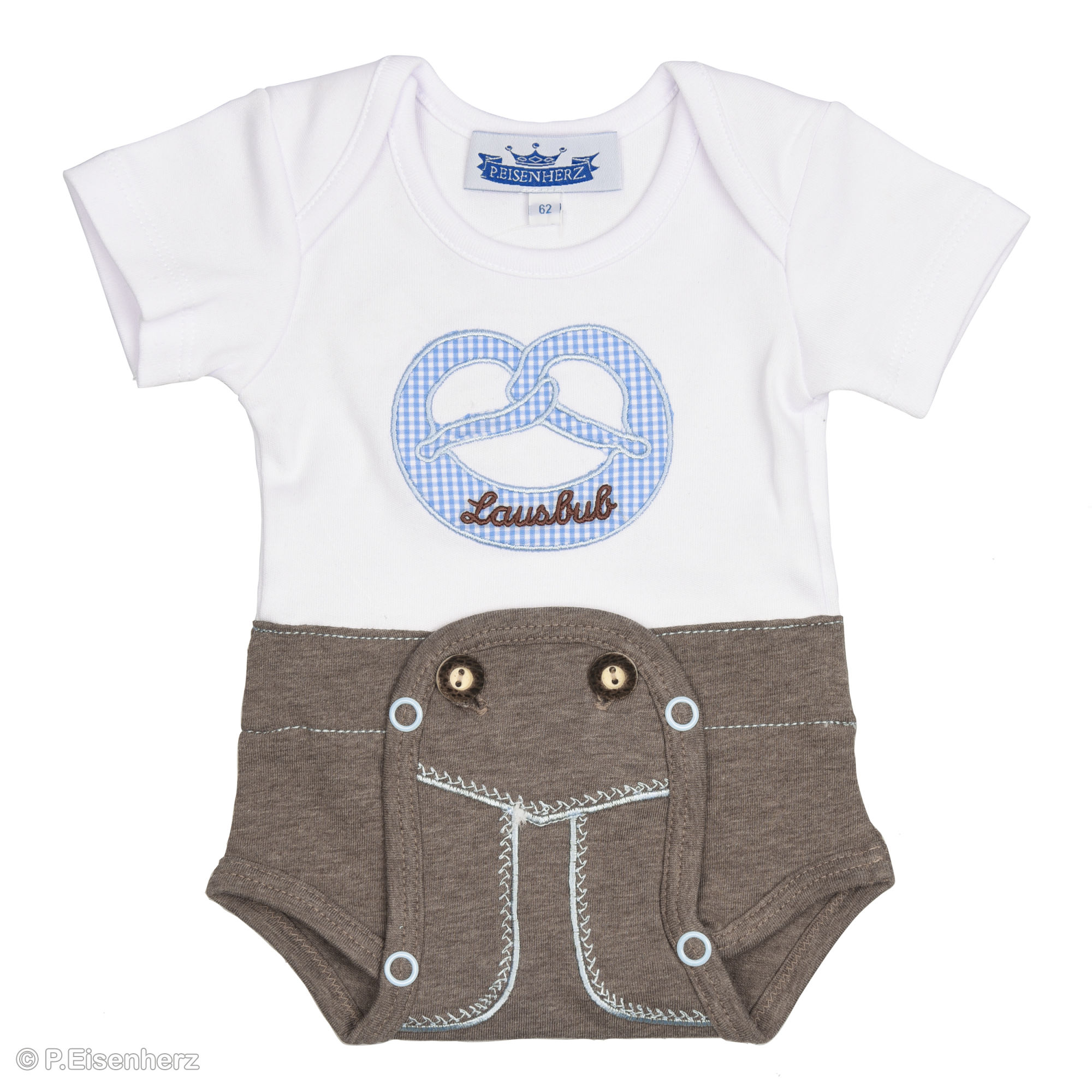 P.Eisenherz Kurzarm Body "Lederhose" Stickerei Lausbub