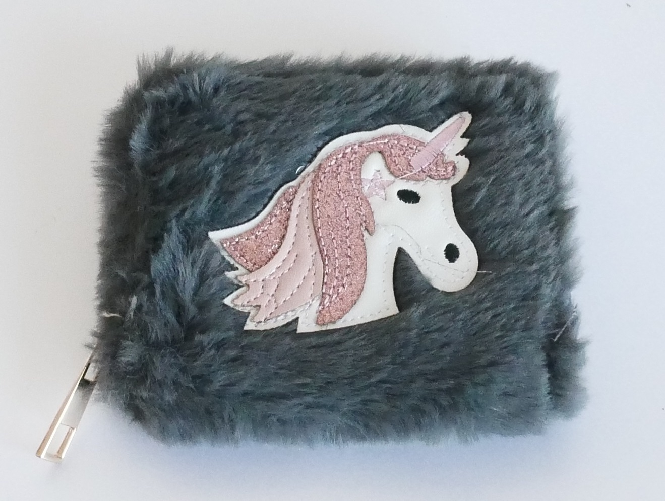 KisMe Kinder Geldbörse Plüsch Einhorn - Dunkelgrau