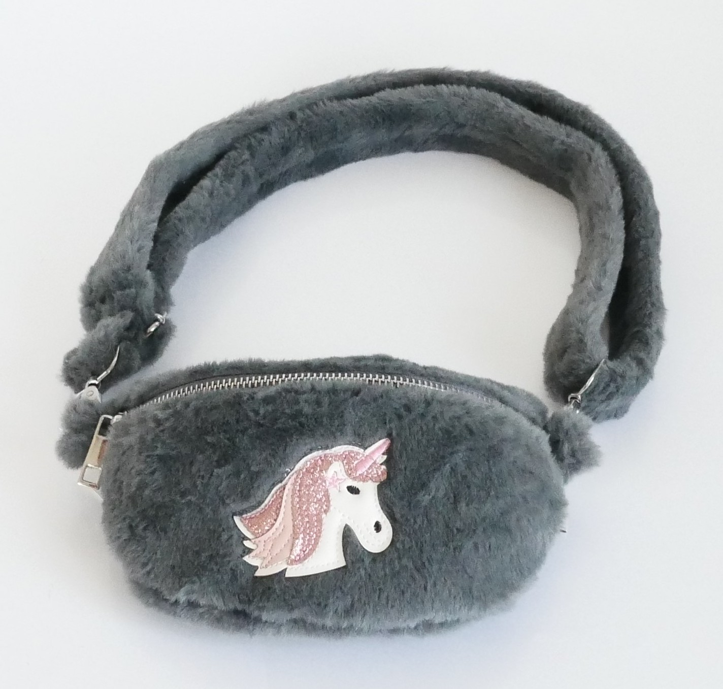 KisMe Crossbody Tasche Sidebag - Einhorn - Vollplüsch Grau KisMe Crossbody Tasche Sidebag - Einhorn - Vollplüsch Grau