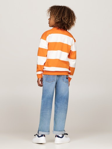 Tommy Hilfiger Crewneck Sweatshirt Orange Gestreift - SALE Tommy Hilfiger Crewneck Sweatshirt Orange Gestreift - SALE