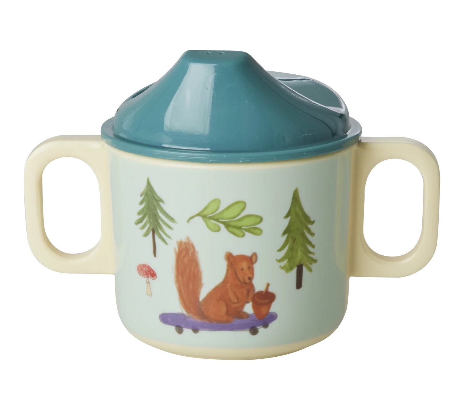 RICE Baby Tasse mit 2 Henkel Baby Cup Blue - Happy Forest Print