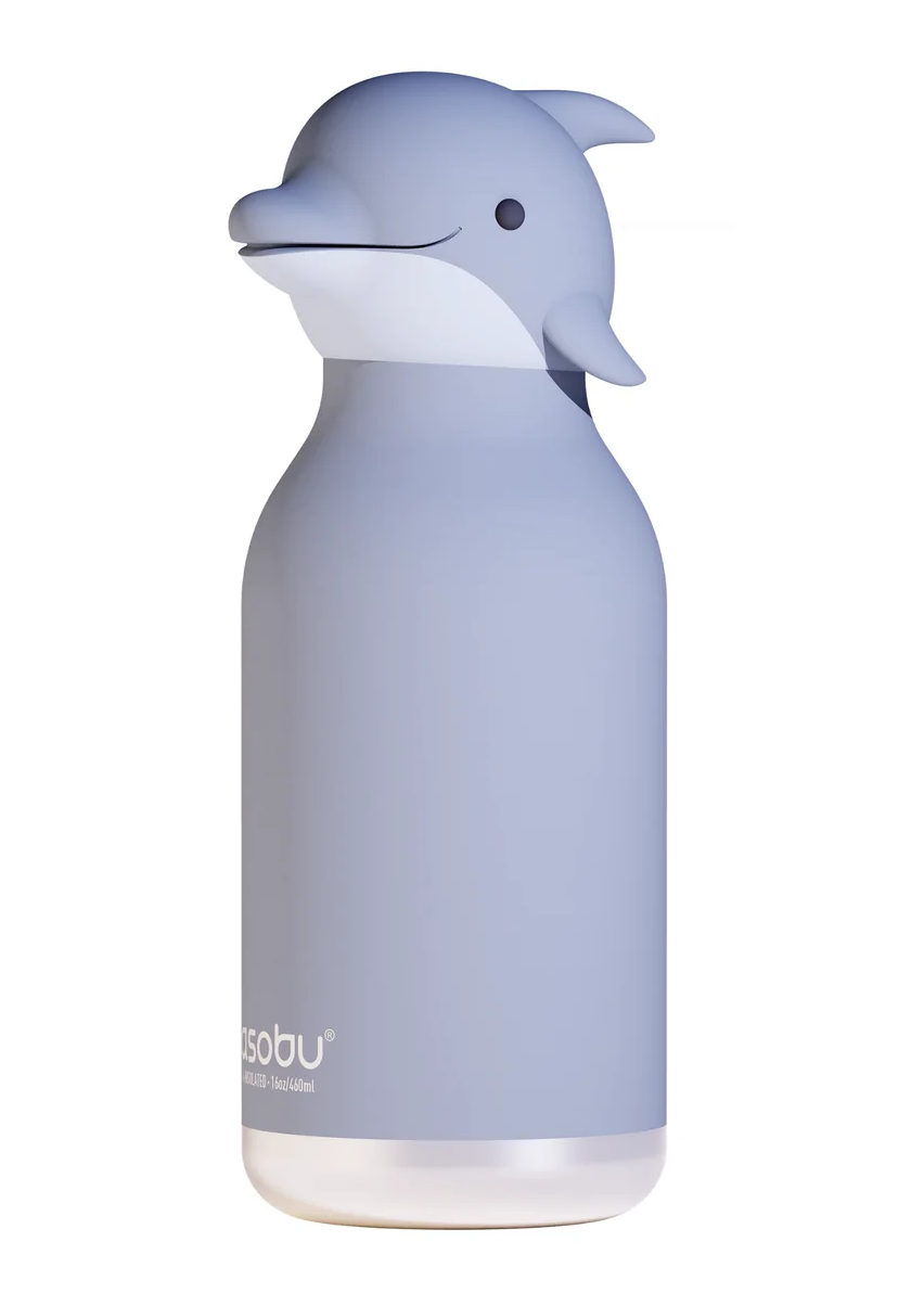 Asobu Bestie Trinkflasche in Grau - Kiyoshi Dolphin - Delfin