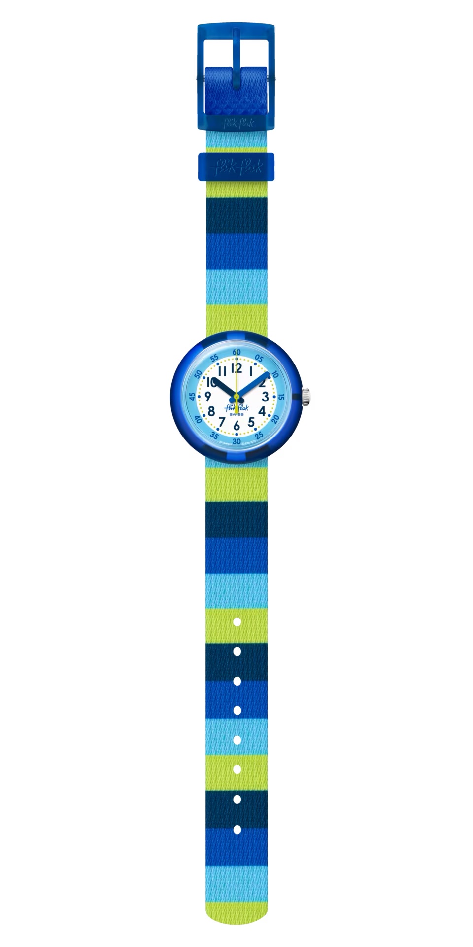 ZFPNP112_fa000_er002 Flik Flak Uhr Kinderuhr - Stripy Blue - Blaue Streifen
